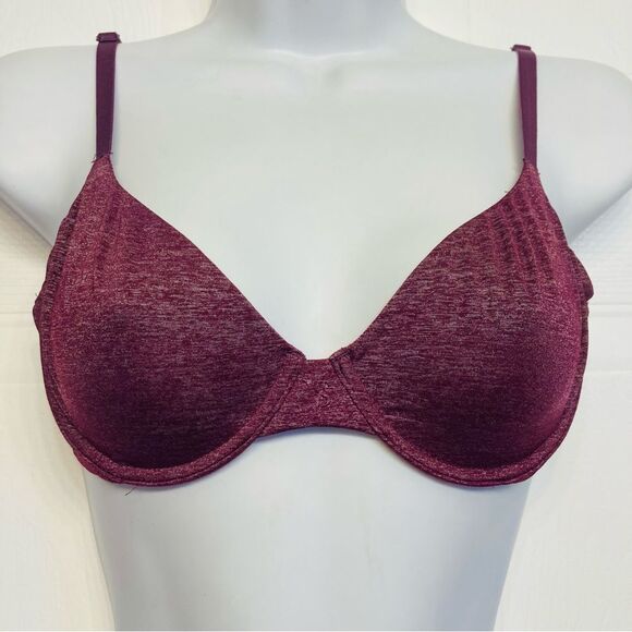 Victoria’s‎ Secret Unlined Semi Demi Underwire Bra Size 32C Burgundy Space Dye - Picture 1 of 9